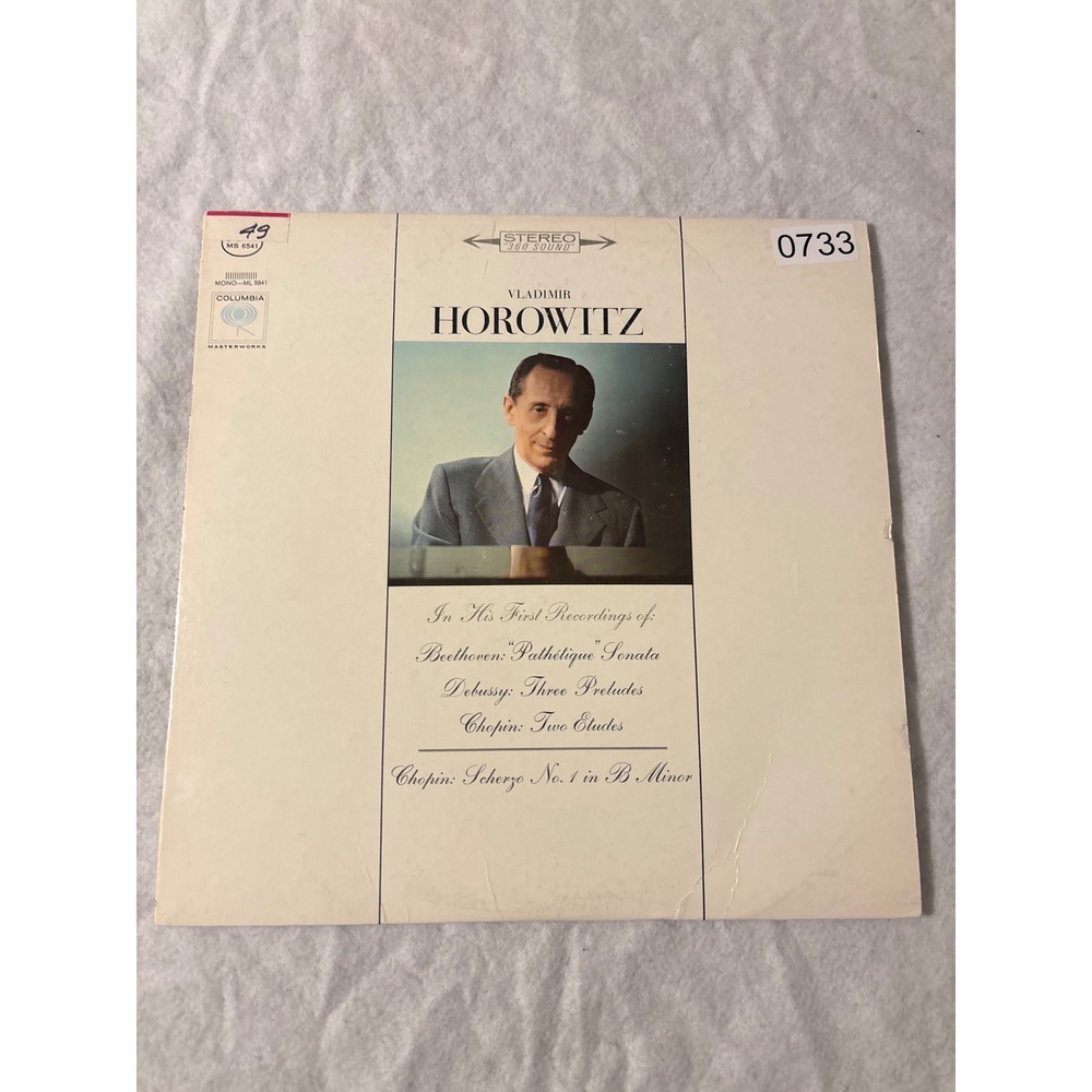 Columbia Vinyl LP Vladimir Horowitz Beethoven Debussy Chopin 12" Good MS 6541